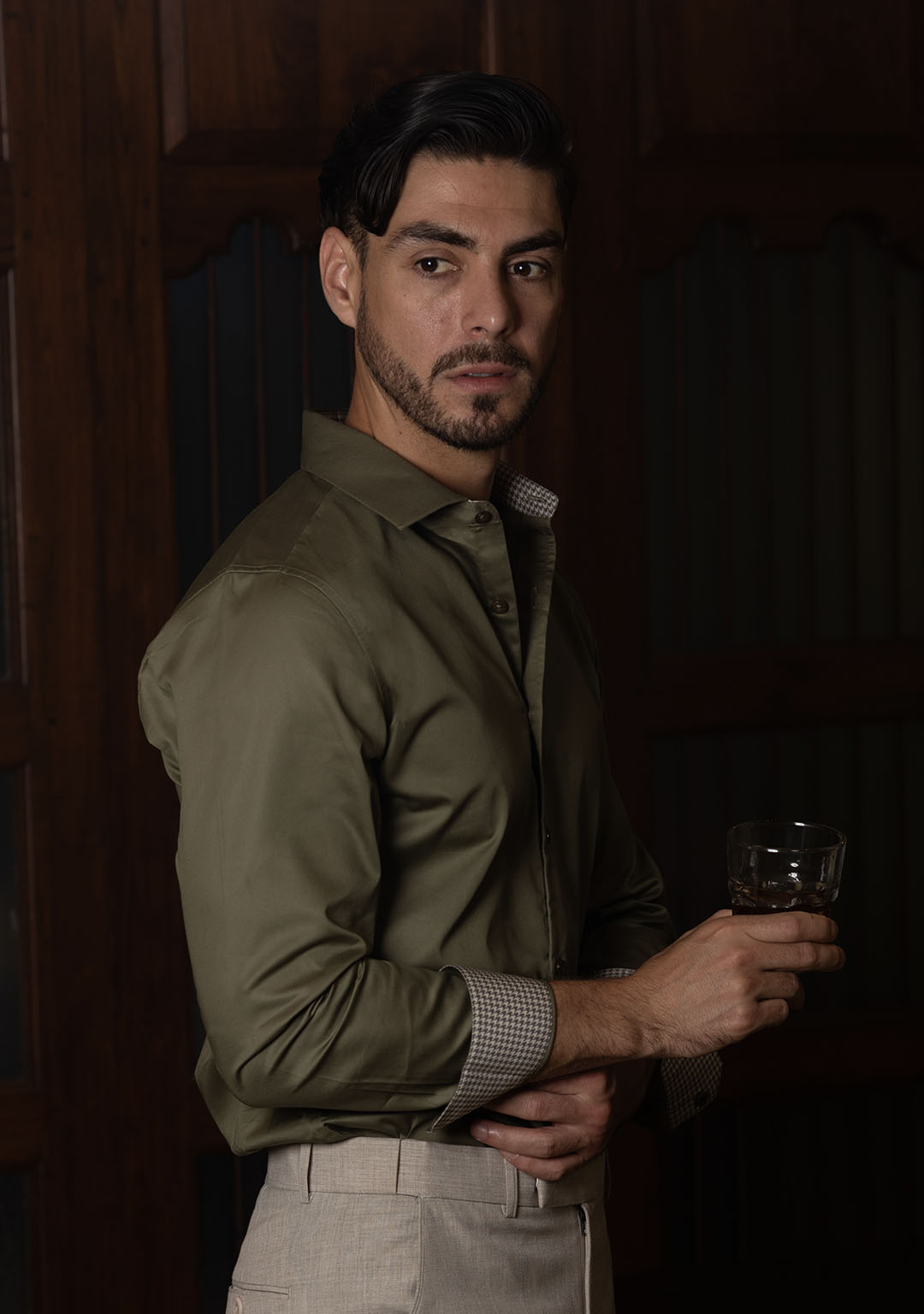 Military Green with Houndstooth