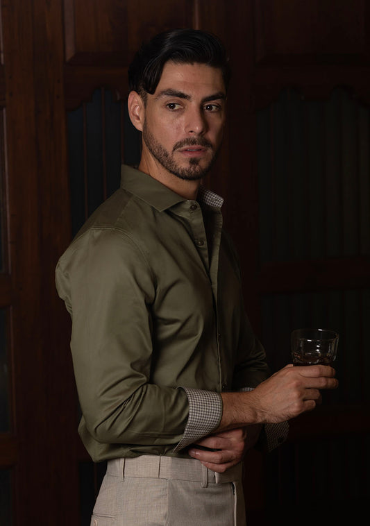 Military Green with Houndstooth