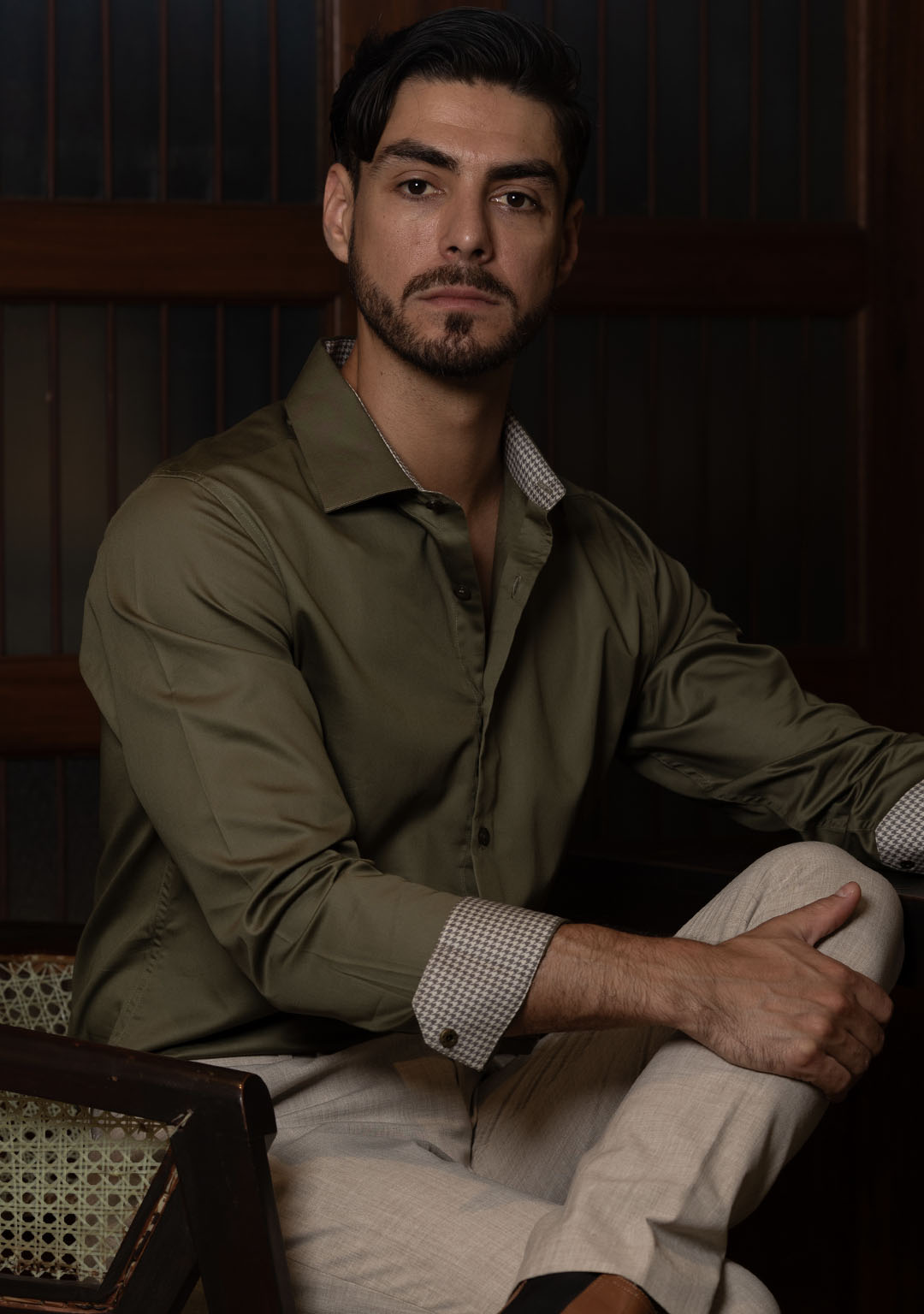 Military Green with Houndstooth